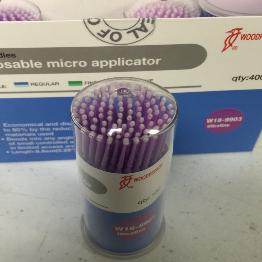 Eyelash Extension Lint Free Microbrushes X4 Tubes (400 Pcs) (Small Pink (Ultra Fine))