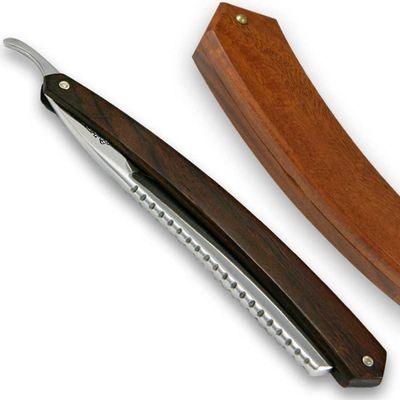 6/8 Actiforge Razor in Cocobolo Wood Chiselled decoration point on the back of the blade with mahogany box direct from France