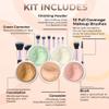 5pc KIT w/BRUSH SET (DEEP TAN) Foundation Concealer Blush Corrector Bare Face Full Size Illuminating Powder view 2