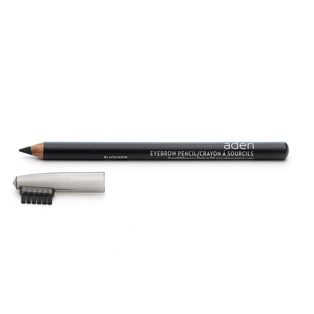 aden Eyebrow Pencil 1.14gr With Eyebrow Brush Highly Pigmented & Draws Tiny Brow Hairs Waterproof & Long Lasting MADE IN ITALY (Black)