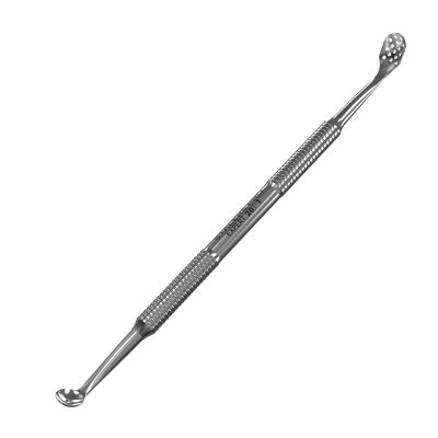Staleks Pro Double-Ended Blackhead Remover Spoon Expert 20 Type 1 Uno Loop & Oval Extractor with 15 Holes Stainless Steel Tool for Pore Cleaning