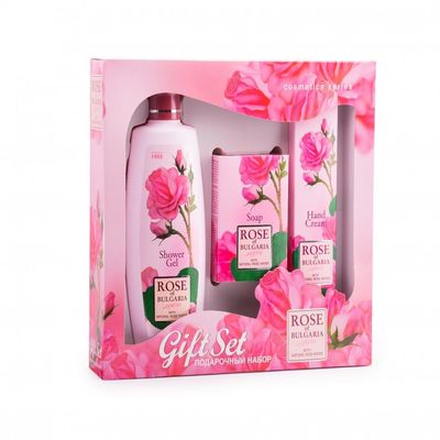 Biofresh Rose of Bulgaria Gift Set: Shower Gel, Cosmetic Soap, Hand Cream with Natural Rose Water