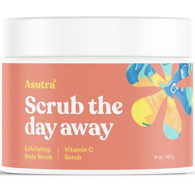 ASUTRA Dead Sea Salt Essential Oil Body Scrub Exfoliator (Vitamin C), 16 oz - Ultra Hydrating, Gentle, & Moisturizing - Coconut, Sweet Orange, Grapefruit, and Lemon Oils  Pink Himalayan Salt