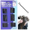 200 HAIRGRIPS TRIPLE WAVE BLACK hair grips clips SALON SLIDES BOBBY PINS view 1