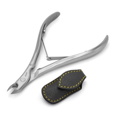 GERMANIKURE Standard Professional Cuticle Trimmer - 1/2 Half Jaw Nipper - Ethically Made in Germany - FINOX Stainless Steel Sharp Cuticle Remover in Leather Case Manicure Tool, r175, 5mm
