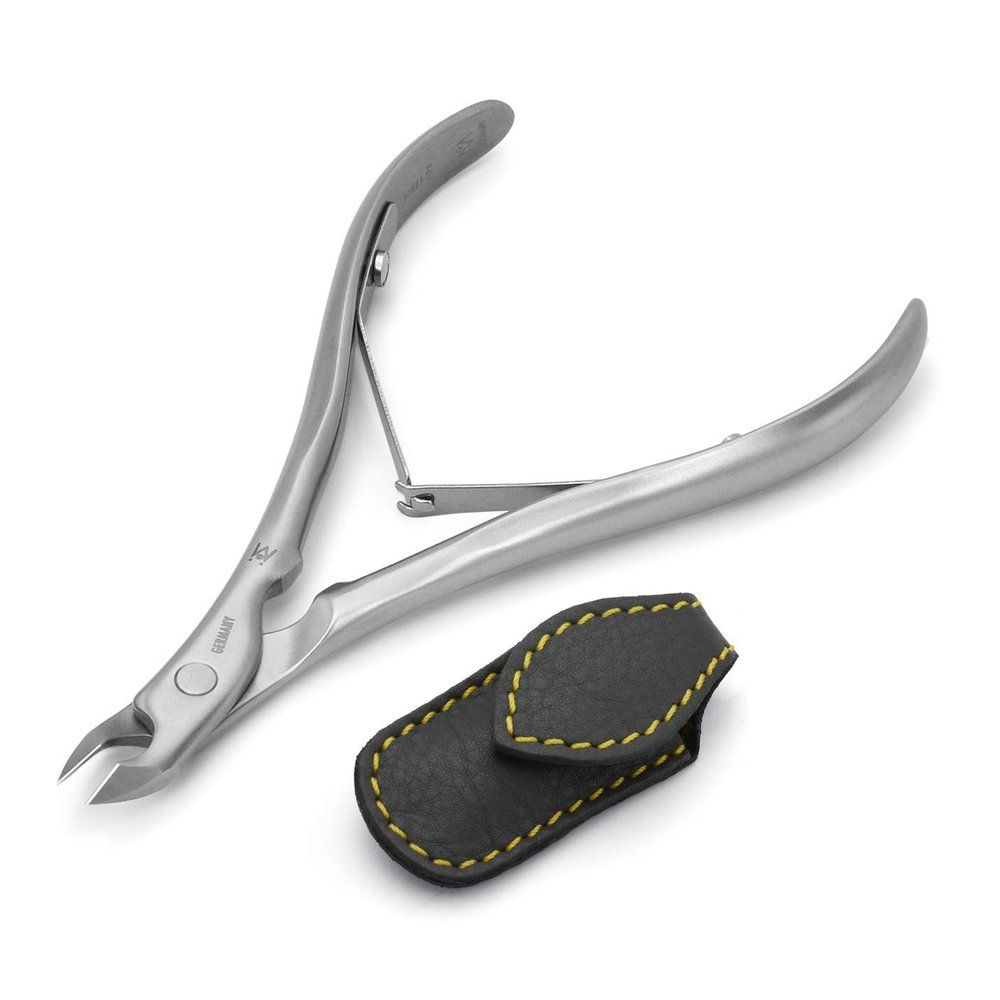 GERMANIKURE Standard Professional Cuticle Trimmer - 1/2 Half Jaw Nipper - Ethically Made in Germany - FINOX Stainless Steel Sharp Cuticle Remover in Leather Case Manicure Tool, r175, 5mm