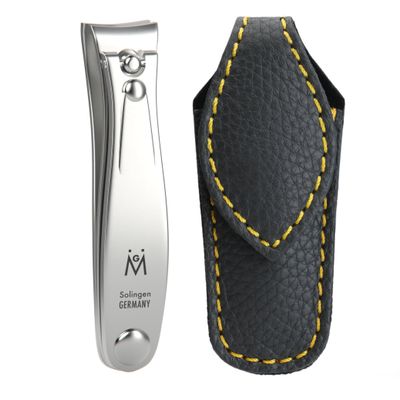 GERMANIKURE Professional Large Nail Clipper (8 cm) - FINOX Surgical Stainless Steel Manicure and Pedicure Tools in Leather Case- Ethically Made in Solingen Germany - 4712 - Travel Size Nail Care