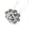 Bridal/Wedding/Prom/Party Set Of 6 Clear Austrian Crystal White Rose Flower Hair Pins In Silver Tone view 3
