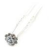 Bridal/Wedding/Prom/Party Set Of 6 Clear Austrian Crystal White Rose Flower Hair Pins In Silver Tone view 4