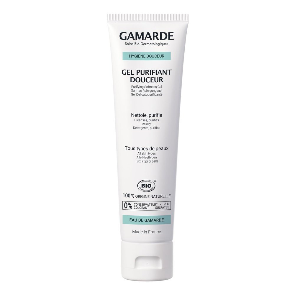 Gamarde Gentle Purifying Gel - Daily Facial Cleanser - Removes Impurities with Geranium and Lavandin Essential Oils - Face Wash for Women - 3.38 oz