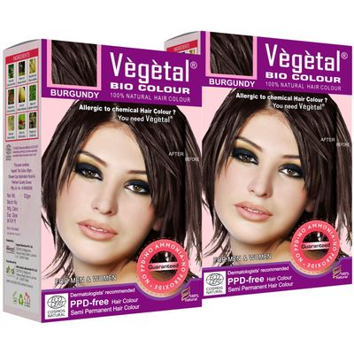 Vegetal Bio Hair Colour Burgundy (50gm x Pack of 2) Natural Hair Dye