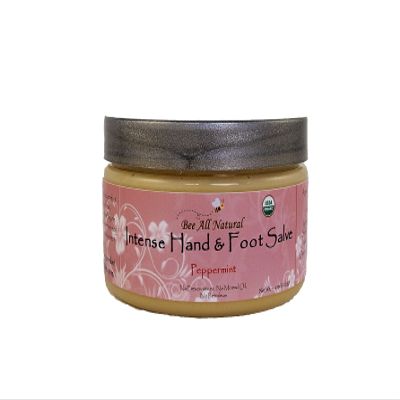 Bee All Natural Organic Intense Hand and Foot Salve, 4-Ounce Jar (Peppermint)