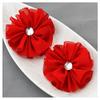 12 Red Chiffon Flower Soft Fabric Silk Rhinestone Ballerina Twirl Flower Bridal Wedding Garter Baby Hair Comb Headband SF135 view 1
