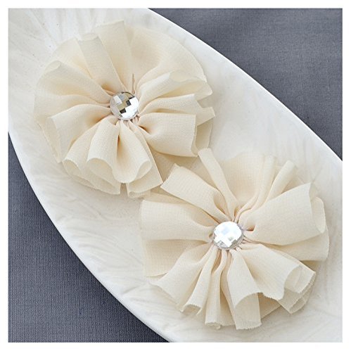 12 Ivory Rhinestone Ballerina Twirl Flower Chiffon Flower Soft Fabric Silk Bridal Wedding Garter Baby Hair Comb Headband SF156