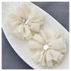 12 Ivory Rhinestone Ballerina Twirl Flower Chiffon Flower Soft Fabric Silk Bridal Wedding Garter Baby Hair Comb Headband SF156 view 1