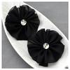 12 Black Rhinestone Ballerina Twirl Flower Chiffon Flower Soft Fabric Silk Bridal Wedding Garter Baby Hair Clip Headband SF178 view 1