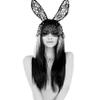 JJ-GOGO Sexy Lace Party Ears Rabbit Hairband Ears Lace Mask Veil view 4