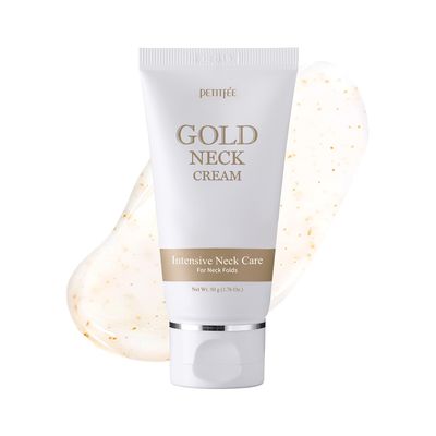 Petitfee Gold Neck Cream 1.76 oz. (50g) - Intensive Neck Care with 24k Gold, Adenosine, Peptides, Squalane, Firming Skin, Reduces Fine Lines, Neck & Decollete Massage Cream