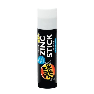 Sun Zapper Zinc Oxide Mineral Sunscreen Stick SPF 50+ Water Resistant White 12g (0.42 Oz) For Face & Body Adults & Kids Made in Australia