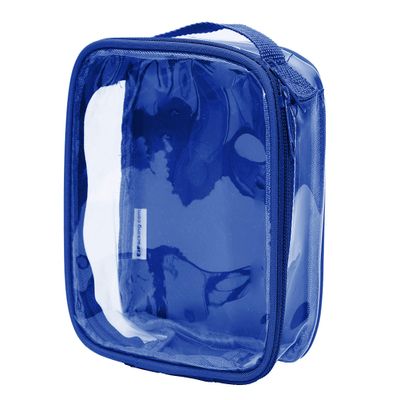 EzPacking Clear TSA Approved 3-1-1 Travel Toiletry Bag for Carry On/Quart Size Transparent Liquids Pouch for Airport Security/Reusable See Through Vinyl & PVC Plastic Organizer Men Women (Royal Blue)