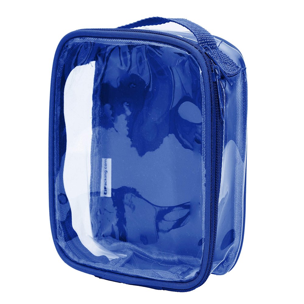 EzPacking Clear TSA Approved 3-1-1 Travel Toiletry Bag for Carry On/Quart Size Transparent Liquids Pouch for Airport Security/Reusable See Through Vinyl & PVC Plastic Organizer Men Women (Royal Blue)