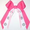 Sublimation Specialties Volleyball Hair Bow - Made in The USA, White Pony Band (Hot Pink/Light Pink) view 1