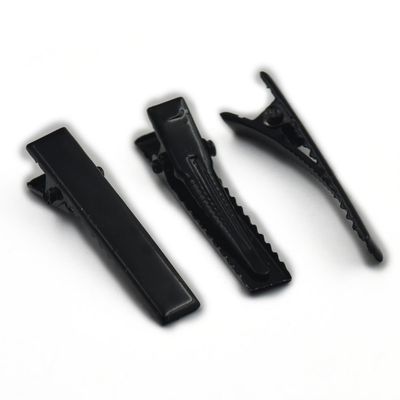 100 pcs 35MM 1.38" Square Hair Clips Alligator Teeth Clip Prong Womens Barrette Hair Bows Color Gun Black
