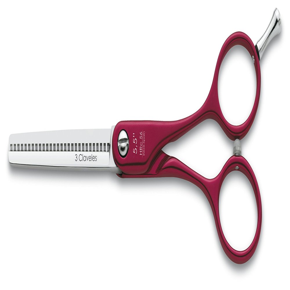 3 Claveles Duraluminium Hairdressing Scissors Sculpting Red 5.5 Inches