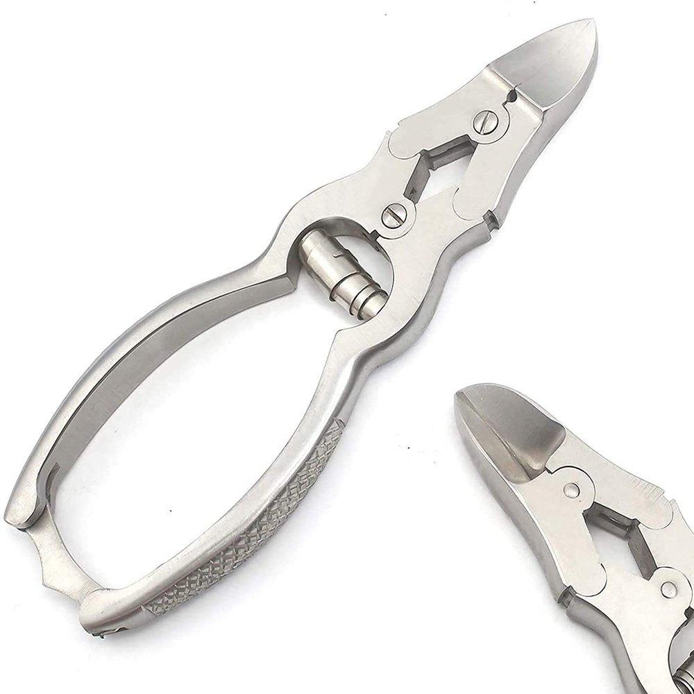 DOUBLE ACTION NAIL CLIPPERS CANTILEVER CURVED BLADE FOR PODIATRY OR CHIROPODY. HEAVY DUTY STAINLESS STEEL. SUITABLE FOR FINGER NAILS & TOE NAILS