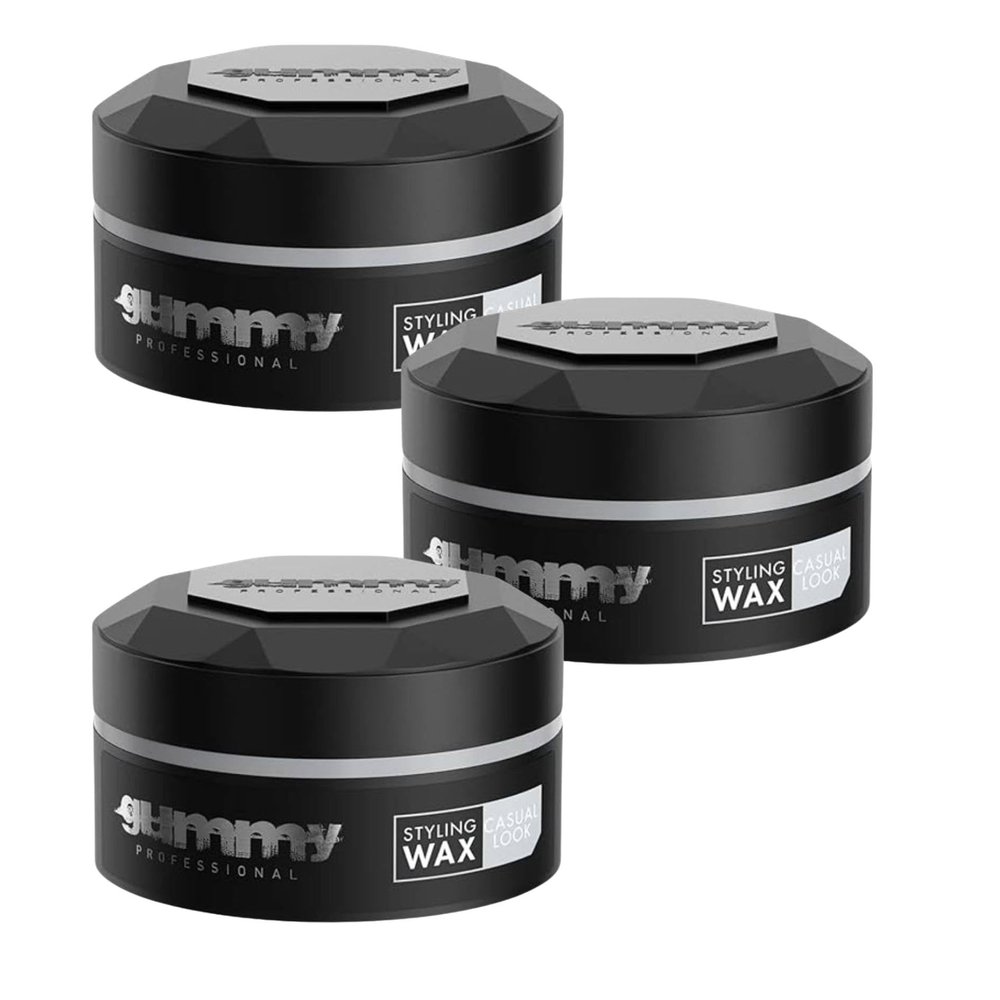 Gummy Casual Look Hair Styling Wax 5.07 fl.oz - Matte Look, 150 ml (Pack of 3)