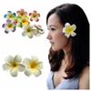 2 PCS Set of 7cm Hawaiian Frangipani Plumeria Foam Head Flower Beach Hair Clip (Yellow + Fuchsia) view 2