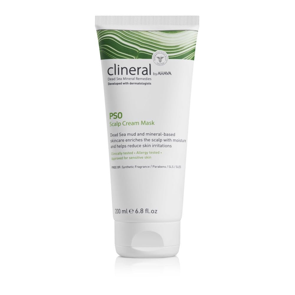 AHAVA Clineral Pso Scalp Cream Mask - Rich, creamy scalp mask to reduce irritations & dryness, hydrates & nourishes the hair & scalp, with Osmoter, Dead Sea Mud, Hippophae & Grapefruit Oil, 6.8 Fl.Oz
