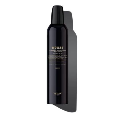 PREVIA Mousse for Frizz Control Medium Hold Styling Foam Adds Volume and Softness Tames Flyaways Defines Curls Flexible Hair Natural Vegan Eco-Friendly Formula 10.14 oz Tube