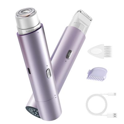 Dual Head Electric Shaver for Women  Bikini, Underarm, Body Hair Remover, Rechargeable & Waterproof, Cordless Painless Hair Trimmer with Ceramic Blades, Silent Smooth Shaving