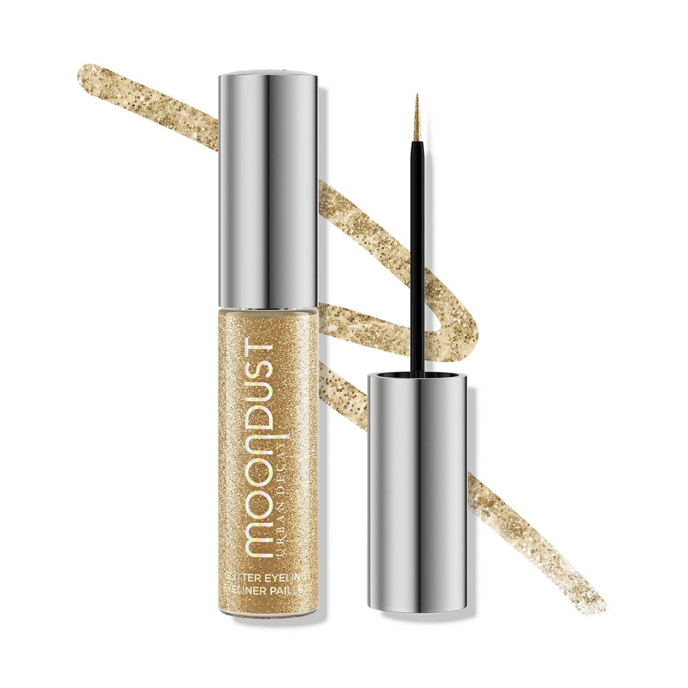 URBAN DECAY Moondust Liquid Glitter Eyeliner (Midnight Cowboy - Gold Glitter), Sparkly Eye Liner, Eyeshadow Topper, Universal Shimmering Shades, No Fallout - 0.25 fl oz