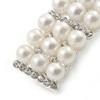 Bridal/Wedding/Prom Silver Tone Simulated Pearl Diamante Barrette Hair Clip Grip - 55mm Across view 3