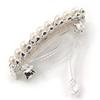 Bridal/Wedding/Prom Silver Tone Simulated Pearl Diamante Barrette Hair Clip Grip - 55mm Across view 4