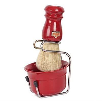 Omega Synthetic Hair Shaving Brush Mango Garnet & Bowl & Stand, one Size, Estndar