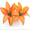 Double 3.5" Tropical Orange Lily Silk Flower Hair Comb view 3