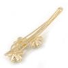 2 Bridal/Prom Clear Crystal, Pearl Flower Hair Grips/Slides In Gold Plating - 65mm Across view 3