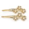 2 Bridal/Prom Clear Crystal, Pearl Flower Hair Grips/Slides In Gold Plating - 65mm Across view 4