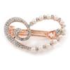Clear Crystal, Glass Pearl Open Assymetrical Heart Barrette Hair Clip Grip In Rose Gold Tone - 50mm Across view 1