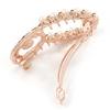 Clear Crystal, Glass Pearl Open Assymetrical Heart Barrette Hair Clip Grip In Rose Gold Tone - 50mm Across view 4
