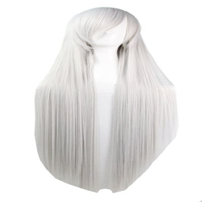 S_SSOY 39"/100cm Women's Anime Cosplay Wig Long Straight Costume Hair Hairpiece Synthetic Halloween Party Full Wigs for Girl Women +Wig Cap (Silver)