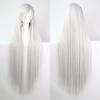 S_SSOY 39"/100cm Women's Anime Cosplay Wig Long Straight Costume Hair Hairpiece Synthetic Halloween Party Full Wigs for Girl Women +Wig Cap (Silver) view 3