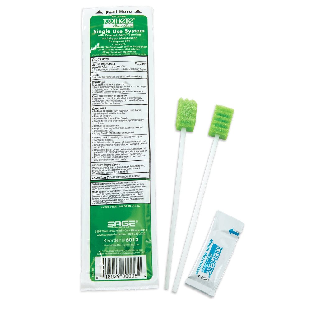 TO6013EA - Sage Products Single Use Swab System with Perox-A-Mint and Mouth Moisturizer