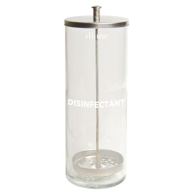 Diane Glass Disinfectant Jar for Sterilizing Hair Salon Shears, Combs, Barber Cleaning Supplies, Clippers, and Nail Tools  Large - 10 Tall x 3.4 Wide  33 Fl Oz Capacity