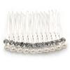 Avalaya Small Bridal/Wedding/Prom/Party Silver Tone Crystal Cream Faux Pearl Side Hair Comb - 50mm view 1