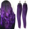 Yotty Hair Extensions Micro Beads Link Real Human Hair Purple Micro Ring Loop Tip Remy Extensions Straight Hair 20 Inch 100strands per pack view 1