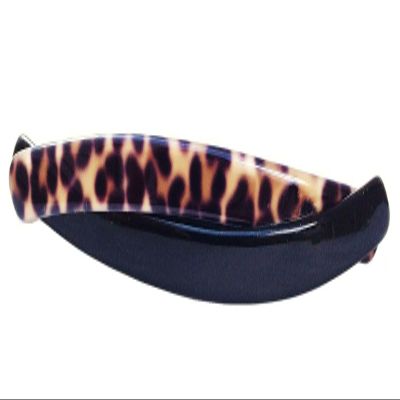 12 Cm Twisted Long tortoiseshell Barrett, handmade in France (Leopard/black)